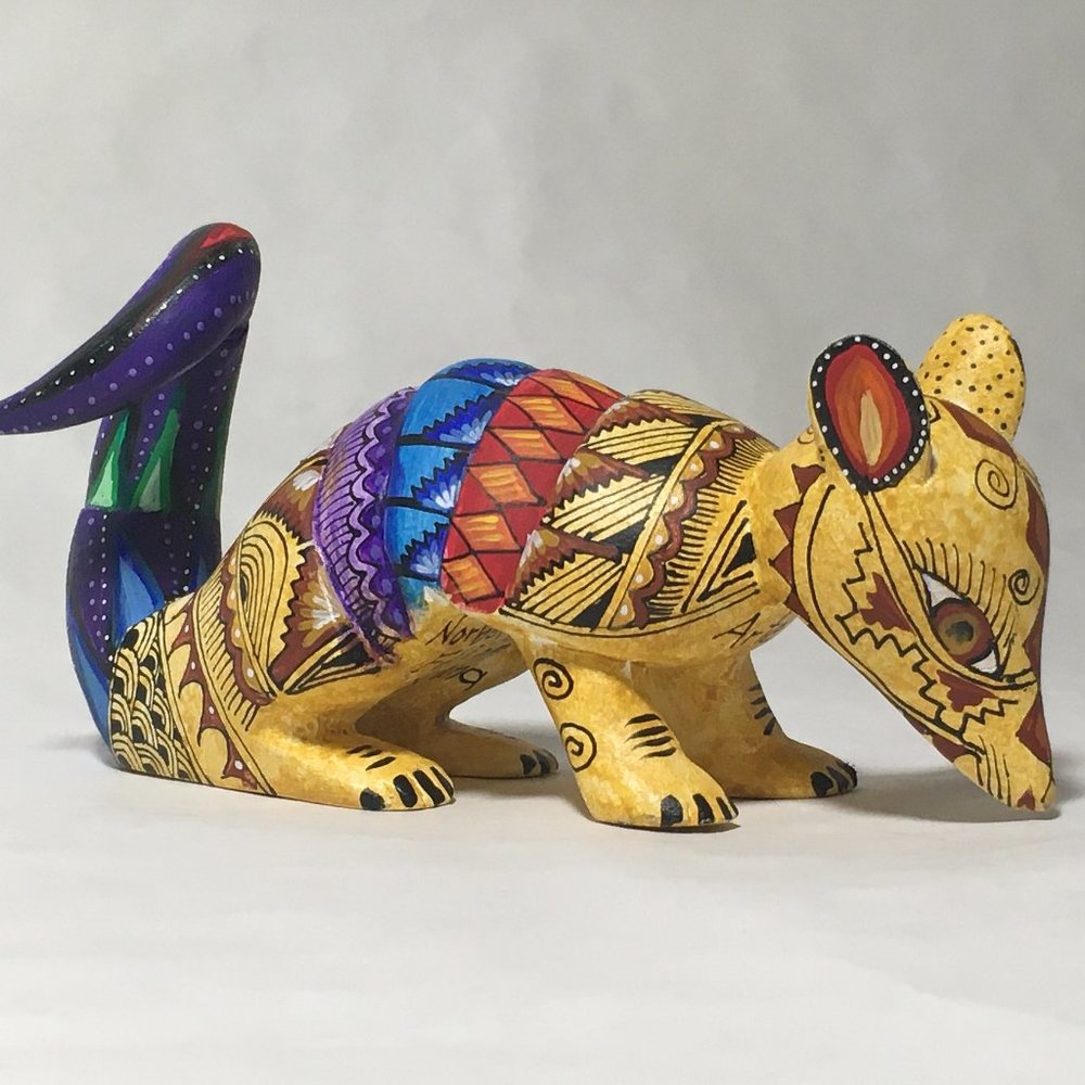 Hand Carved and Painted Armadillo Alebrije.